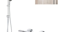 Set Grohe: Coloana dus 250 cu palarie patrata si baterie cada/dus Grohtherm 1000 Performance (26694001, 34830000)