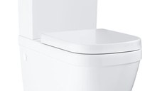 Set vas WC Euro Ceramic 3946200H, montare pe podea, rimless, dubla spalare, alb- 3946200H