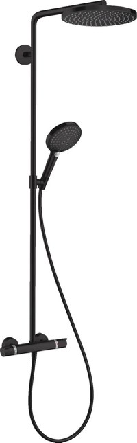 Sistem de dus Hansgrohe Raindance Select S 240 PowderRain, termostat, 1 jet, negru mat - 27633670 - 1