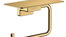 Suport hartie igienica cu raft Hansgrohe AddStoris, polished gold optic - 41772990