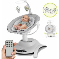 Balansoar, Lionelo, Bella, Multifunctional, Electric, Scaun reglabil, Ecran tactil si telecomanda, 6 miscari unice, 5 viteze, Cu melodii, Gri - 2