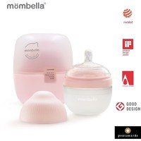 Biberon Anticolici Mombella Breast-Like cu Tetina S Flux Lent, 100% Silicon, 120 ml, Old Roze - 2