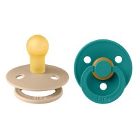BIBS - Set 2 suzete Colour Latex, tetina rotunda, 0 luni +-Scuba/Taupe - 1