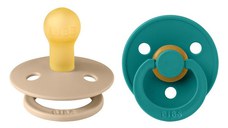BIBS - Set 2 suzete Colour Latex, tetina rotunda, 0 luni +-Scuba/Taupe