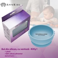 Bol din silicon, AppeKids, Kitty I - Aqua Blue - 2