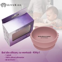 Bol din silicon, AppeKids, Kitty I - Old Rose - 2