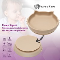 Bol din silicon, AppeKids, Kitty II - Bubble Beige - 3