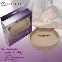Bol din silicon, AppeKids, Kitty II - Bubble Beige - 2