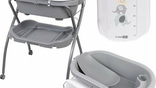 Cadita de baie, FreeON, Elephant, Cu hamac pentru nou nascut si masa de infasat, Cu roti, Cu suport metalic
