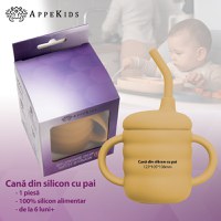 Cana din silicon cu pai, AppeKids - Honey - 2