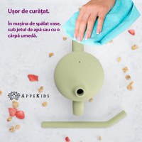 Cana din silicon cu pai, AppeKids - Raw Green - 3