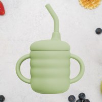 Cana din silicon cu pai, AppeKids - Raw Green - 1