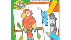 Carte de Colorat Orchard Toys cu Activitati in Limba Engleza si Abtibilduri Jungla