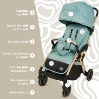 Carucior Sport AppeKids – Upp – Ultracompact, Pliere automata, De la nastere la 22kg - River Green - 2