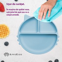 Farfurie compartimentata din silicon cu ventuza, AppeKids - Kitty - Aqua Blue - 4