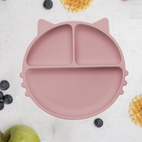 Farfurie compartimentata din silicon cu ventuza, AppeKids - Kitty - Old Rose - 1