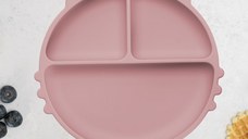 Farfurie compartimentata din silicon cu ventuza, AppeKids - Kitty - Old Rose
