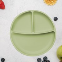 Farfurie compartimentata din silicon cu ventuza, AppeKids - Raw Green - 1