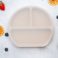 Farfurie compartimentata din silicon cu ventuza si capac, AppeKids - Bubble Beige - 4