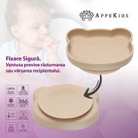Farfurie din silicon cu ventuza, AppeKids, The Little Bear - Bubble Beige - 3