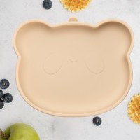 Farfurie din silicon cu ventuza, AppeKids, The Little Bear - Bubble Beige - 1