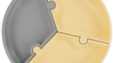 Farfurie Puzzle Minikoioi 100% Premium Silicone Mellow Yellow/Powder Grey