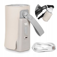 Incalzitor biberoane, Lionelo, ThermUp Go Plus, Portabil, Cu aspect elegant, Temperatura constanta pana la 24 h, Incarcare USB, Bej - 1