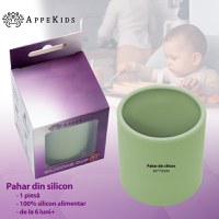 Pahar din silicon, AppeKids - Raw Green - 2