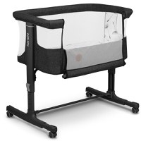 Patut co-sleeper, Lionelo, Aurora, 3 in 1, Cu leganare si setare unghiulara, Include saltea cu densitate T25 si geanta transport, Reglabil in 5 pozitii pe inaltime, Pana la 9 kg, 0 luni+, Conform cu EN 1130:2019+AC:2020, EN 16890:2, Gri inchis - 1