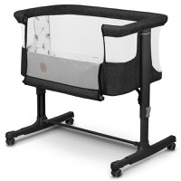 Patut co-sleeper, Lionelo, Aurora, 3 in 1, Cu leganare si setare unghiulara, Include saltea cu densitate T25 si geanta transport, Reglabil in 5 pozitii pe inaltime, Pana la 9 kg, 0 luni+, Conform cu EN 1130:2019+AC:2020, EN 16890:2, Gri inchis - 6