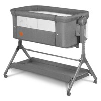 Patut co-sleeper, Lionelo, Leonie, Plus, Pliabil, Cu sistem de leganare, Cu setare unghiulara, Reglabil in 6 pozitii pe inaltime, Conform cu standardele europeane de securitate EN1130 si EN16890, Gri - 2