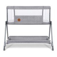 Patut co-sleeper, Lionelo, Luna, 2 in 1, Cu laterala culisanta, Cu setare unghiulara, Cu roti, Reglabil in 6 pozitii pe inaltime, Gri deschis - 4