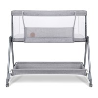 Patut co-sleeper, Lionelo, Luna, 2 in 1, Cu laterala culisanta, Cu setare unghiulara, Cu roti, Reglabil in 6 pozitii pe inaltime, Gri deschis - 6