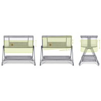 Patut co-sleeper, Lionelo, Luna, 2 in 1, Cu laterala culisanta, Cu setare unghiulara, Cu roti, Reglabil in 6 pozitii pe inaltime, Gri deschis - 3