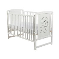Patut din Lemn BabyNeeds Timmi 120x60 cm cu Laterala Culisanta Alb + Saltea 12 cm - 2
