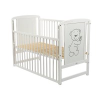 Patut din Lemn BabyNeeds Timmi 120x60 cm cu Laterala Culisanta Alb + Saltea 12 cm - 5