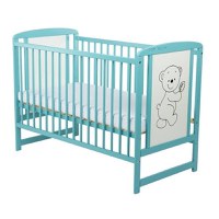 Patut din Lemn BabyNeeds Timmi 120x60 cm cu Laterala Culisanta Mint + Saltea 12 cm - 2