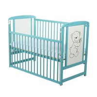 Patut din Lemn BabyNeeds Timmi 120x60 cm cu Laterala Culisanta Mint + Saltea 12 cm - 3