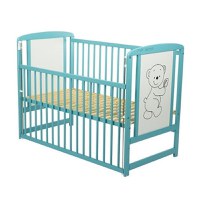 Patut din Lemn BabyNeeds Timmi 120x60 cm cu Laterala Culisanta Mint + Saltea 12 cm - 4
