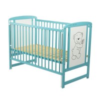 Patut din Lemn BabyNeeds Timmi 120x60 cm cu Laterala Culisanta Mint + Saltea 12 cm - 5