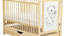 Patut din Lemn BabyNeeds Timmi 120x60 cm cu Sertar Natur