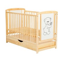 Patut din Lemn BabyNeeds Timmi 120x60 cm cu Sertar Natur - 5