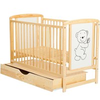 Patut din Lemn BabyNeeds Timmi 120x60 cm cu Sertar Natur - 6