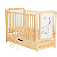 Patut din Lemn BabyNeeds Timmi 120x60 cm cu Sertar Natur - 8