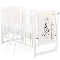 Patut din Lemn BabyNeeds Timmi Girafa 120x60 cm Alb + Saltea 12 cm - 7