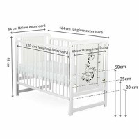Patut din Lemn BabyNeeds Timmi Girafa 120x60 cm cu Laterala Culisanta Alb - 7