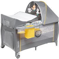 Patut Pliant Lionelo cu Masuta de Infasat Sven Plus - Yellow Scandi - 1