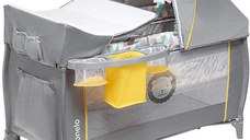 Patut Pliant Lionelo cu Masuta de Infasat Sven Plus - Yellow Scandi