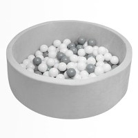 Piscina uscata, New Baby, Cu 150 de bile (Alb, gri), Din tesatura fina cu certificare Oeko-Tex Standard 100, Dimensiune 83 x 83 x 30 cm, Grey - 1