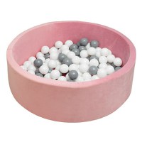 Piscina uscata, New Baby, Cu 150 de bile (Alb, gri), Din tesatura fina cu certificare Oeko-Tex Standard 100, Dimensiune 83 x 83 x 30 cm, Pink - 1